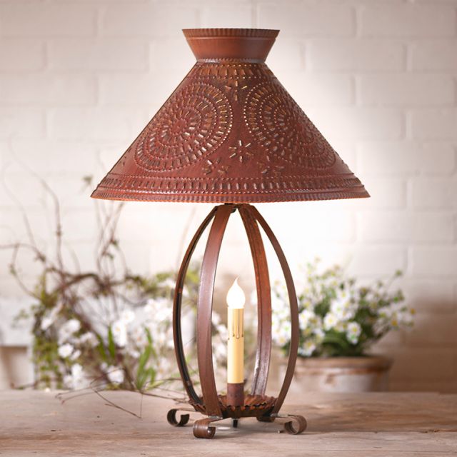 Betsy Ross Lamp with Chisel Shade in Rustic Tin