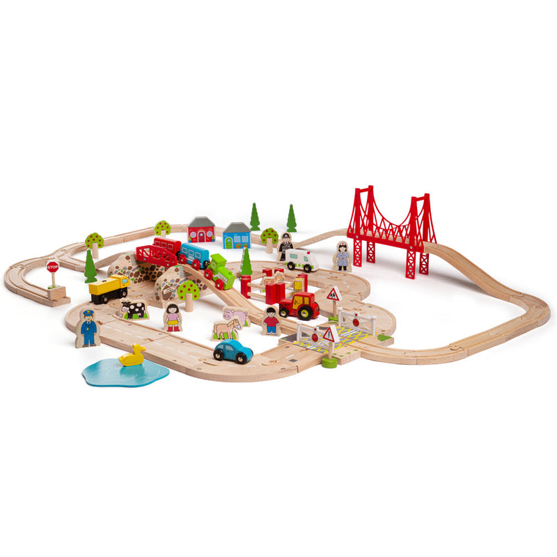 Road & Rail Train Set by Bigjigs Toys US