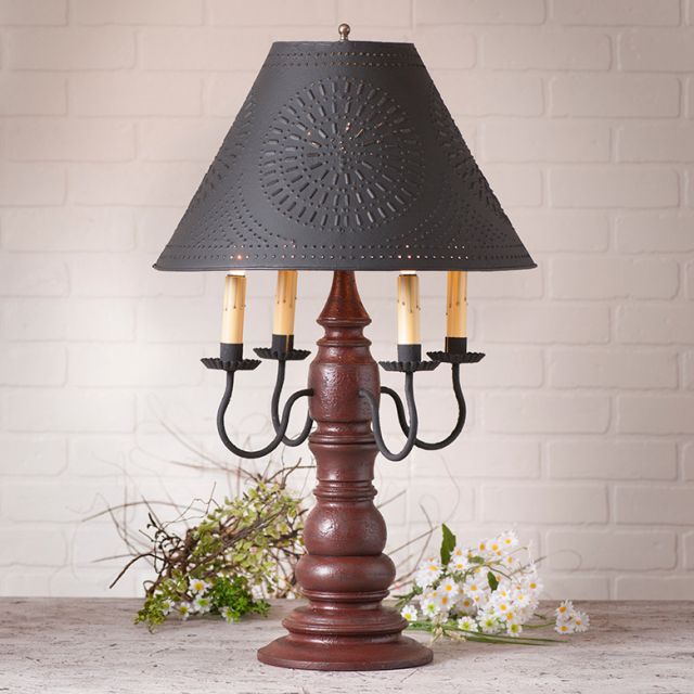 Bradford Lamp in Americana Red with Textured Black Tin Shade