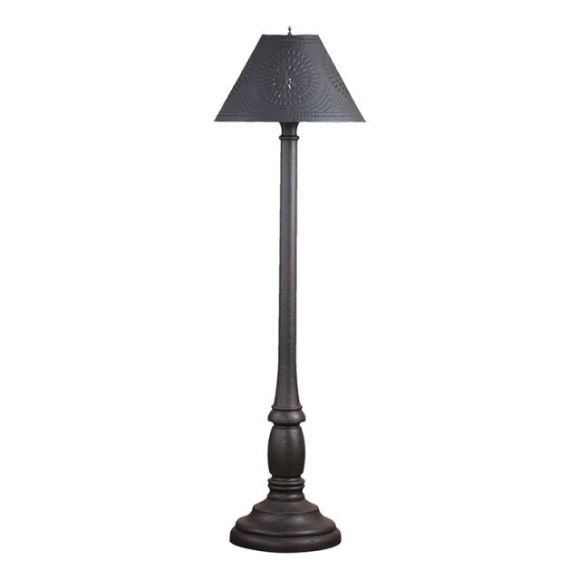 Brinton House Floor Lamp Americana Black with Textured Black Tin Shade