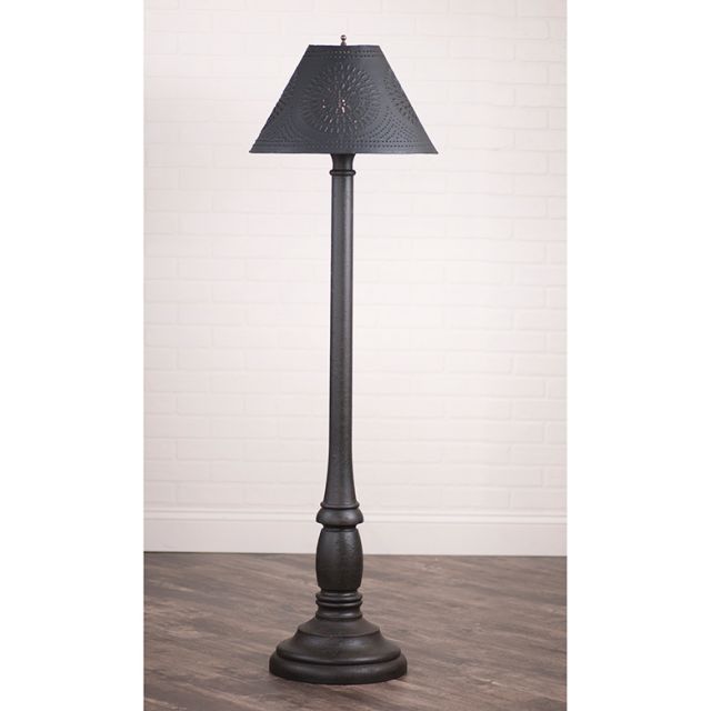 Brinton House Floor Lamp Americana Black with Textured Black Tin Shade