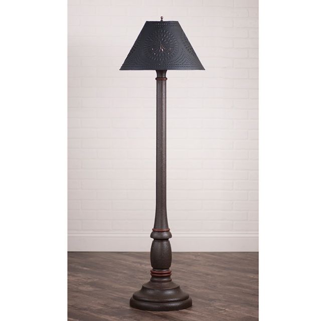 Brinton House Floor Lamp Americana Espresso with Textured Black Tin Shade