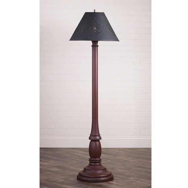 Brinton House Floor Lamp Americana Red with Textured Black Tin Shade
