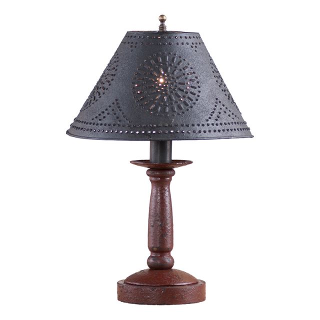 Butcher's Lamp in Americana Red with Textured Black Tin Shade