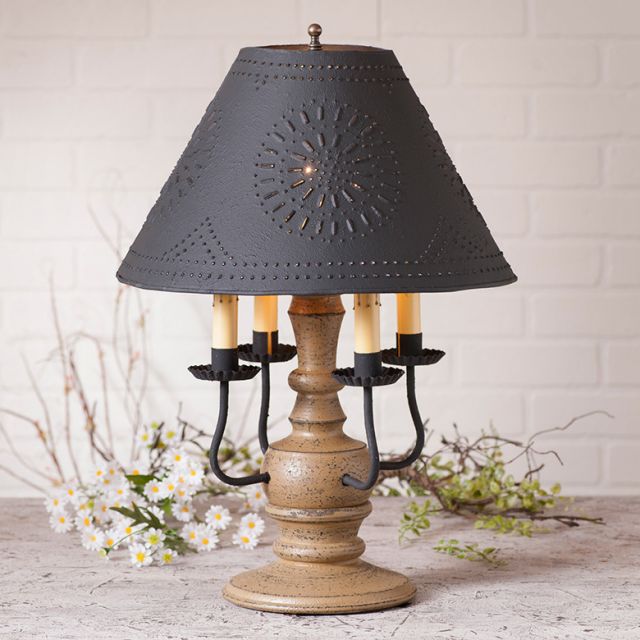 Cedar Creek Lamp in Americana Pearwood with Textured Black Tin Shade