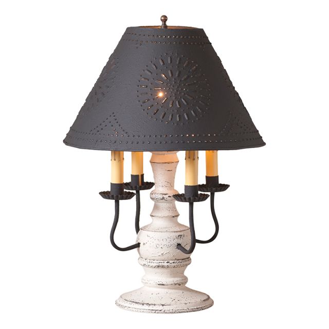 Cedar Creek Lamp in Americana White with Textured Black Tin Shade