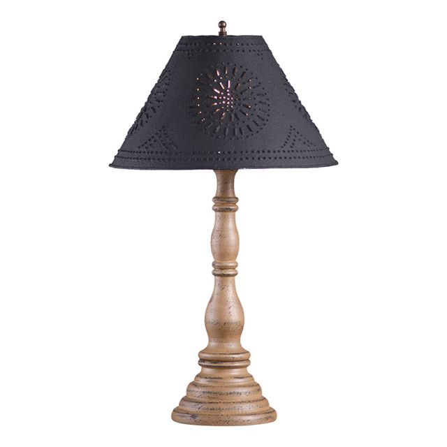 Davenport Lamp in Americana Pearwood with Textured Black Tin Shade