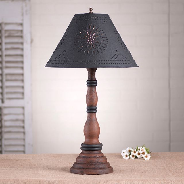 Davenport Lamp in Hartford Pumpkin with Textured Black Tin Shade