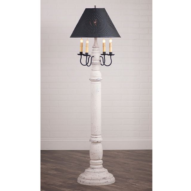General James Floor Lamp Americana White with Textured Black Tin Shade