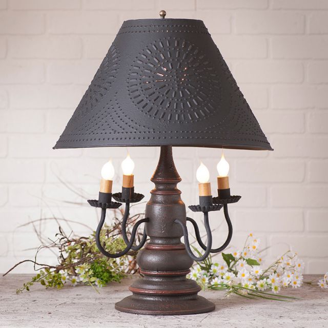 Harrison Lamp in Americana Espresso with Textured Black Tin Shade