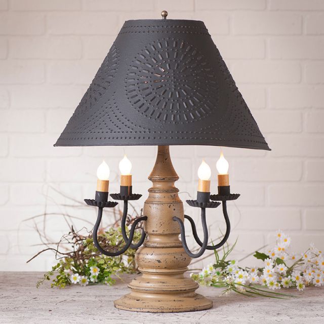 Harrison Lamp in Americana Pearwood with Textured Black Tin Shade