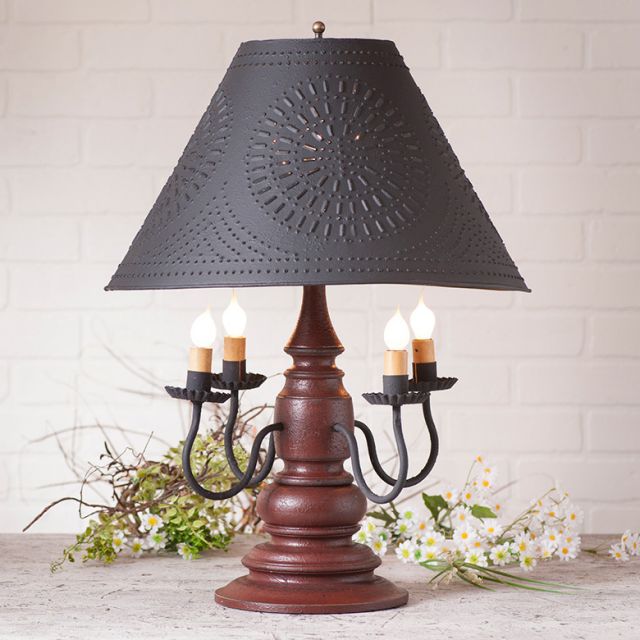 Harrison Lamp in Americana Red with Textured Black Tin Shade