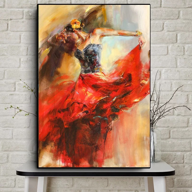Beautiful Dancing Girl Oil Painting on Canvas Wall Art (Frame not Included)
