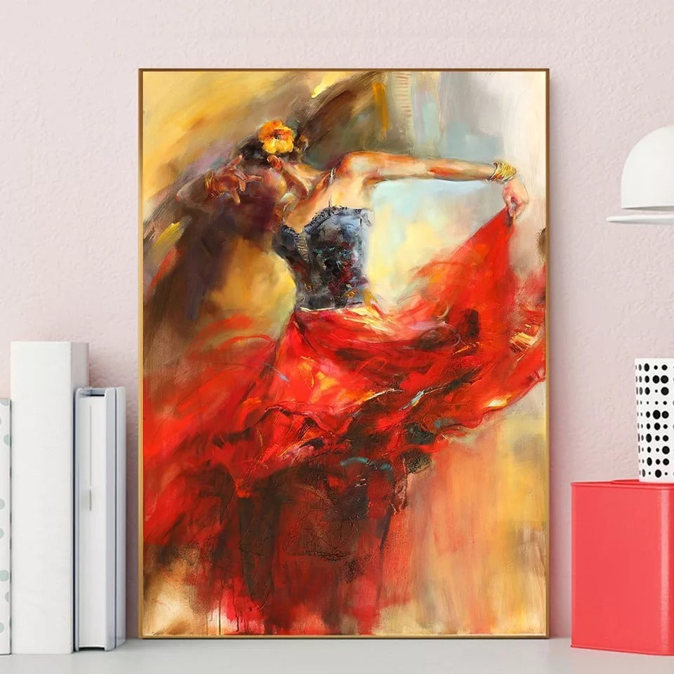 Beautiful Dancing Girl Oil Painting on Canvas Wall Art (Frame not Included)