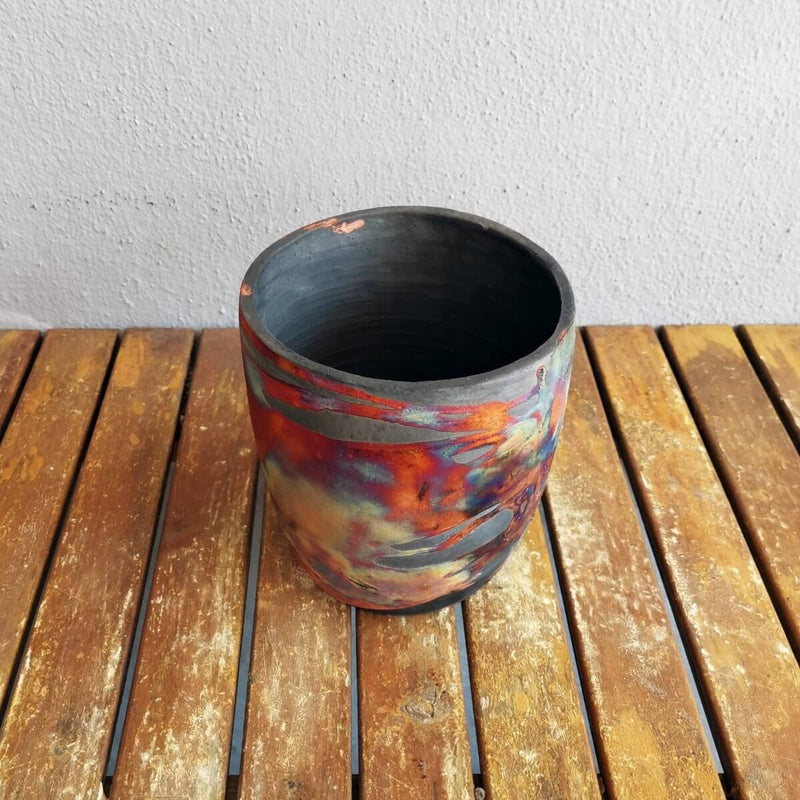 Home Decor Pottery Pot Seicho - Ceramic Raku planter for Indoor plants, cactus, and succulents - handmade gift for her by RAAQUU