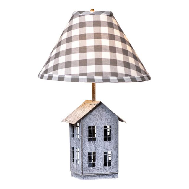 House Lamp with Gray Check Shade