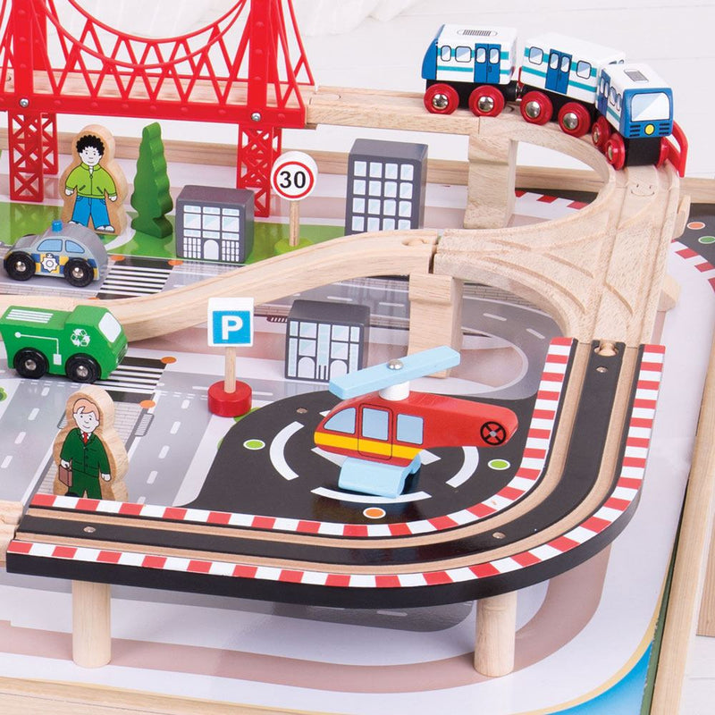 City Train Set and Table by Bigjigs Toys US