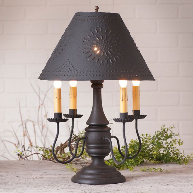 Jamestown Lamp in Hartford Black with Textured Black Tin Shade