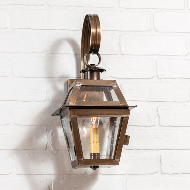 Jr. Town Crier Outdoor Wall Light in Solid Weathered Brass - 1 Light