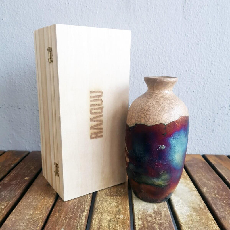 Koban Ceramic Raku Vase with Gift Box by RAAQUU