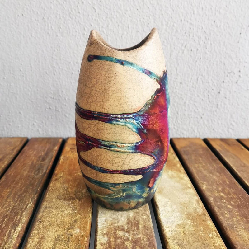 Koi Ceramic Raku Vase - RAAQUU Basics handmade pottery home decor by RAAQUU