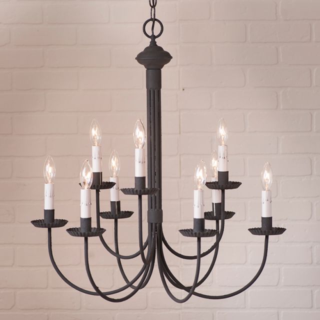 9-Arm Grandview Chandelier with Gray Sleeves