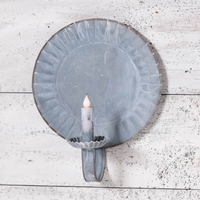 Large Round Candle Sconce in Weathered Zinc