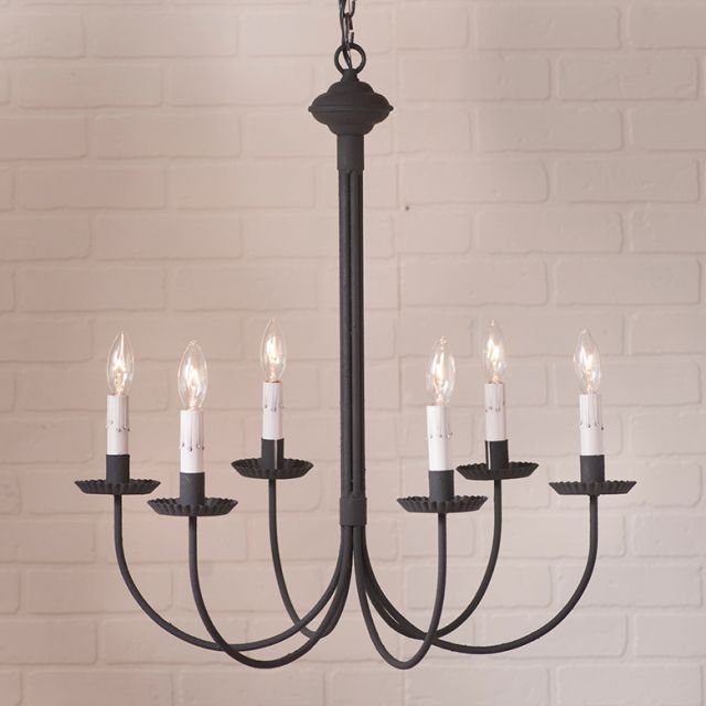 6-Arm Grandview Chandelier with Gray Sleeves