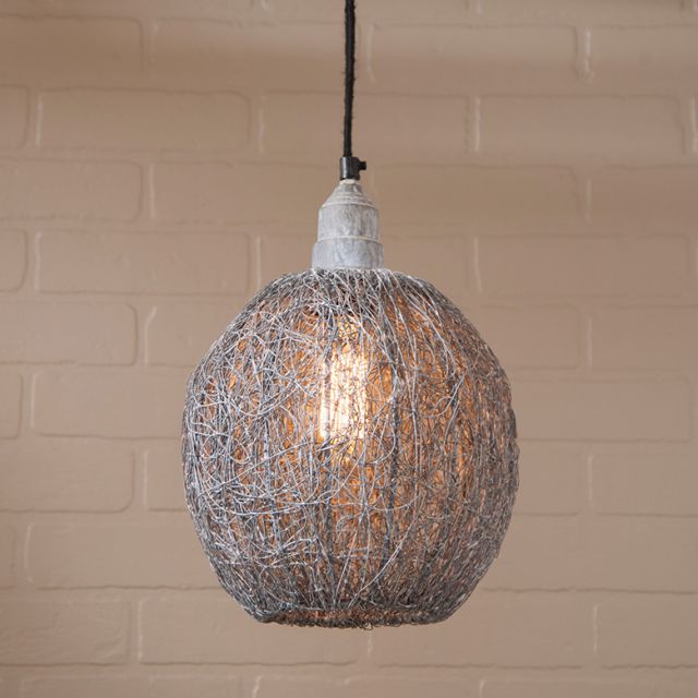 Nesting Wire Hanging Light in Weathered Zinc