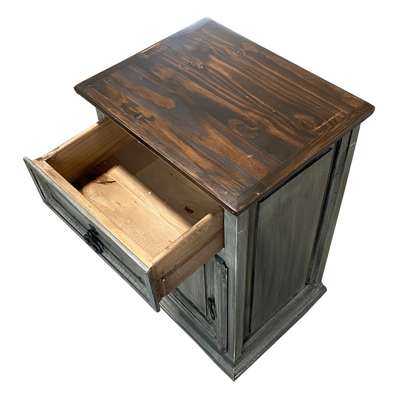 Traditional Small Nightstand in Weathered Farm House