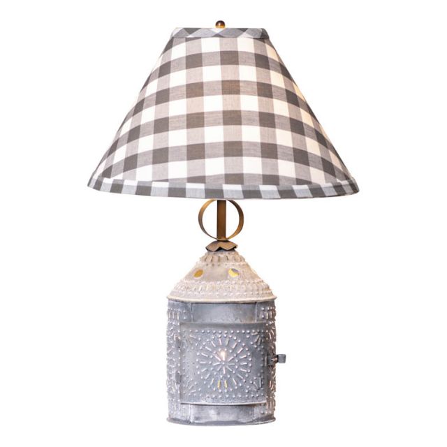 Paul Revere Lamp with Gray Check Shade