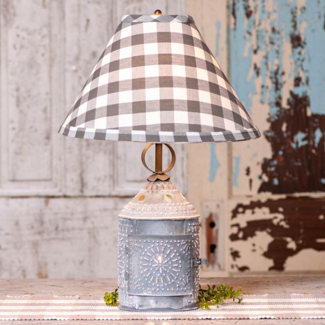 Paul Revere Lamp with Gray Check Shade