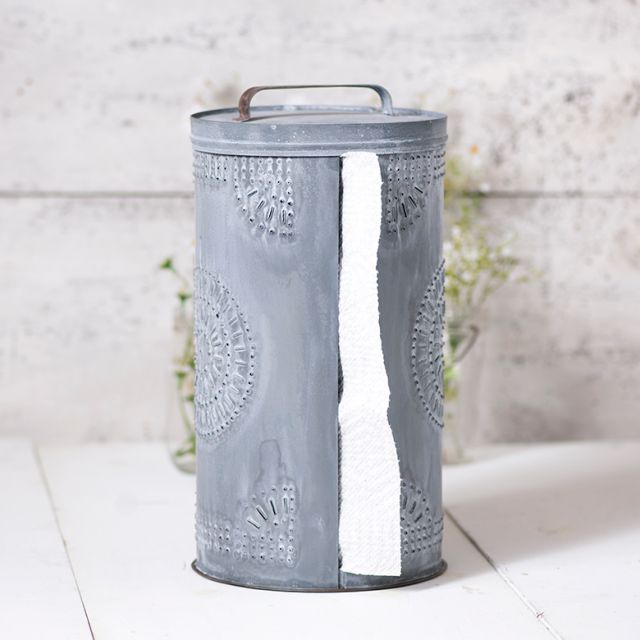 Punched Tin Paper Towel Dispenser in Weathered Zinc