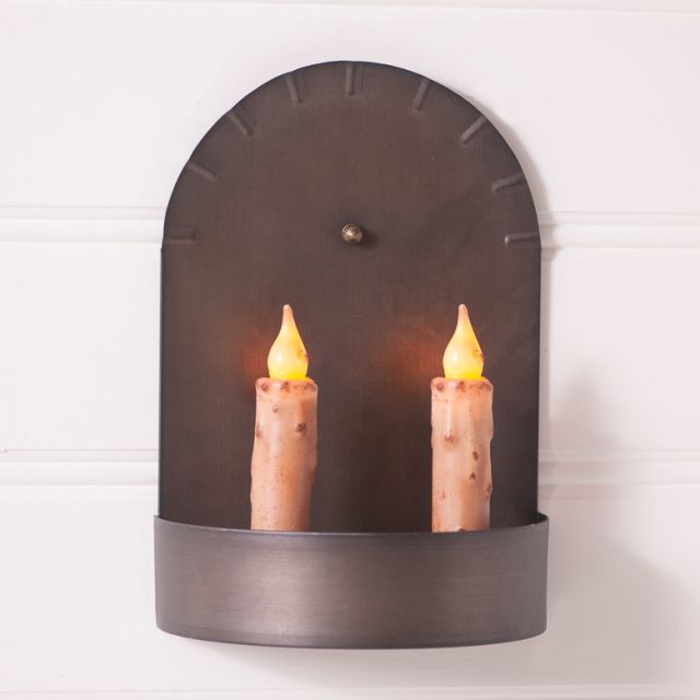 Short 2-Candle Tin Colonial Sconce