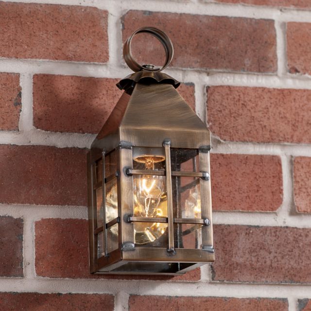 Small Barn Outdoor Wall Light in Solid Weathred Brass - 1 Light