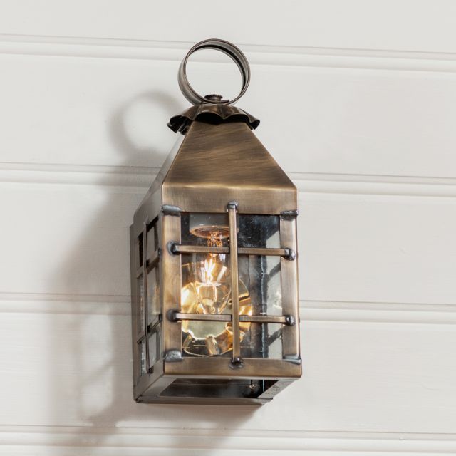 Small Barn Outdoor Wall Light in Solid Weathred Brass - 1 Light