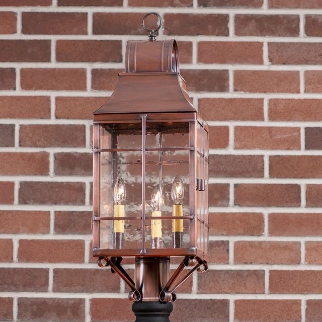 Stenton Outdoor Post Light in Solid Antique Copper - 3 Light